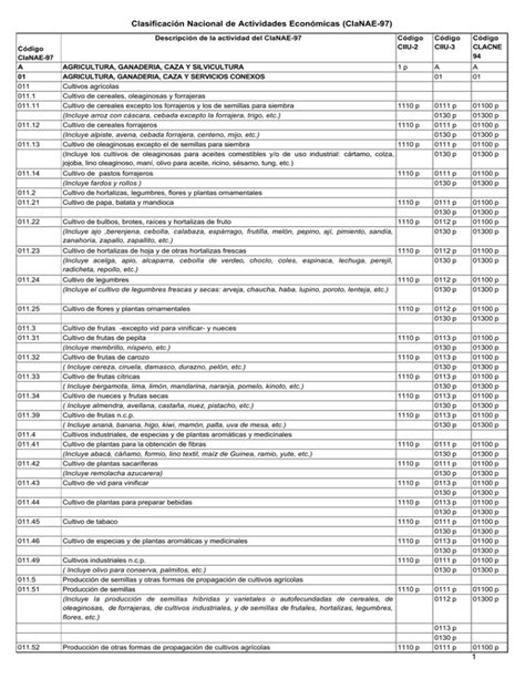 Clasificación Nacional de Actividades Económicas .